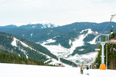 Skiers at top of mountain