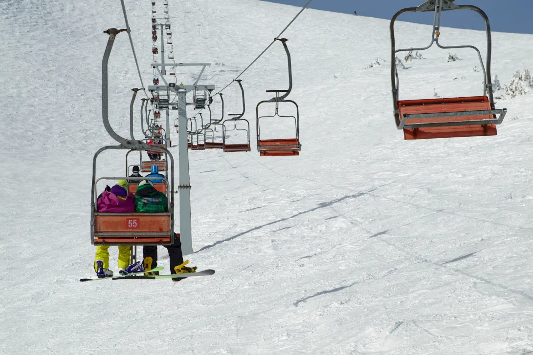 Group on ski lift
