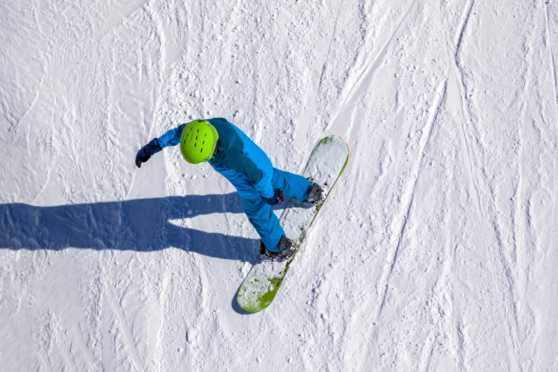 Snowboarder overhead shot