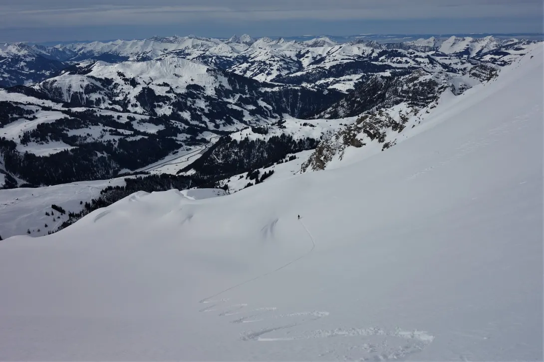 Skier alone on mountain