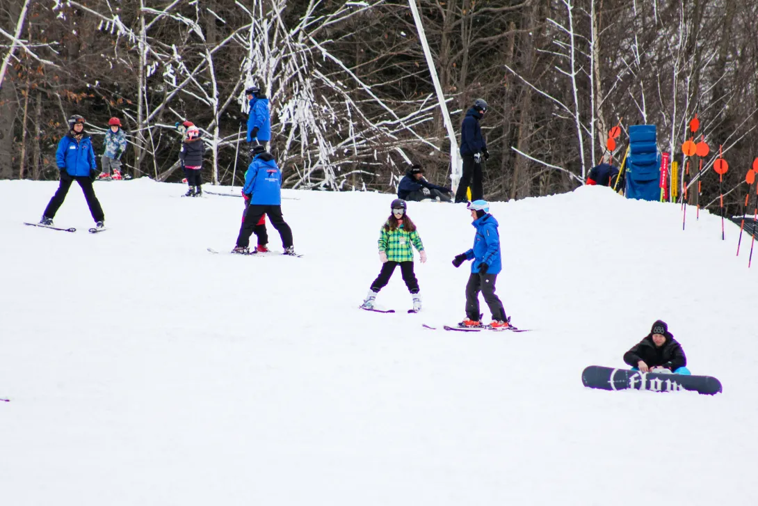 Ski class on mountain