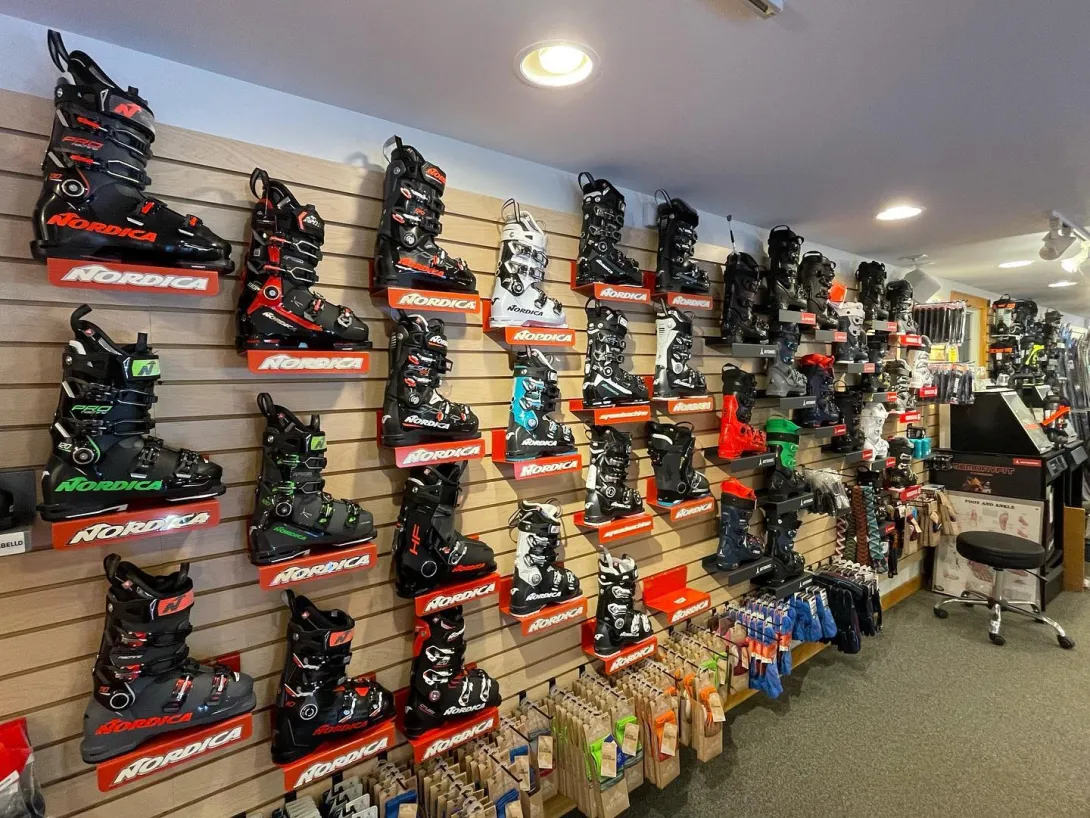 Ski boots for sale in shop