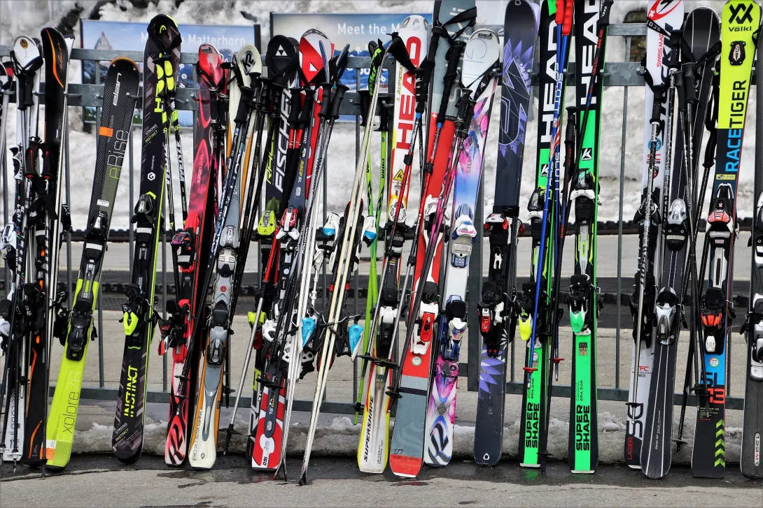 Skis on a rack